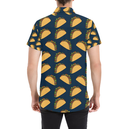 Taco Pattern Print Design TC04 Men's Short Sleeve Button Up Shirt