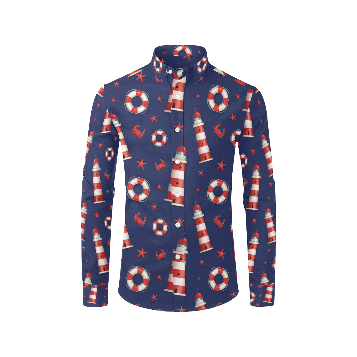 Nautical Pattern Print Design A03 Men's Long Sleeve Shirt
