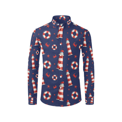 Nautical Pattern Print Design A03 Men's Long Sleeve Shirt