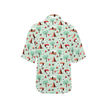 Camper Tent Pattern Print Design 01 Women's Hawaiian Shirt
