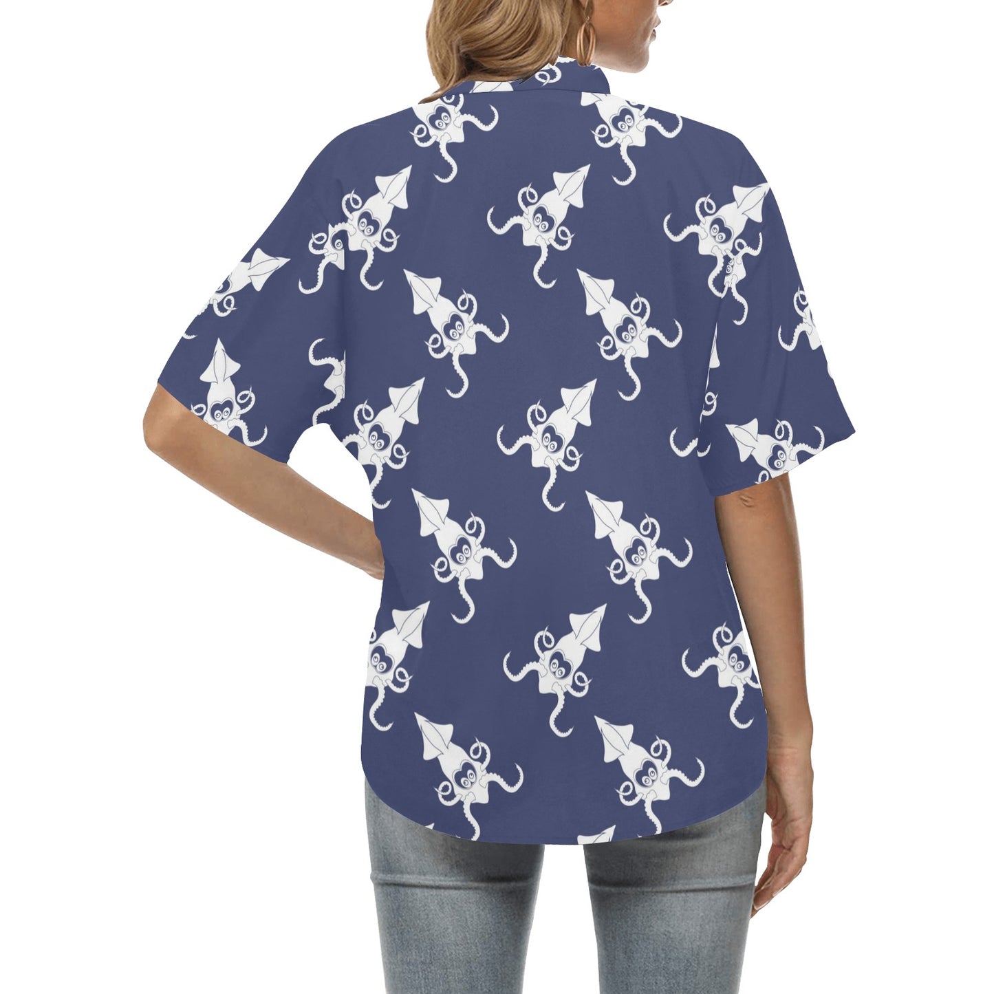 Giant Squid Pattern Print Design 02 Women's Hawaiian Shirt