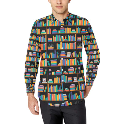 Book Pattern Print Design 05 Men's Long Sleeve Shirt