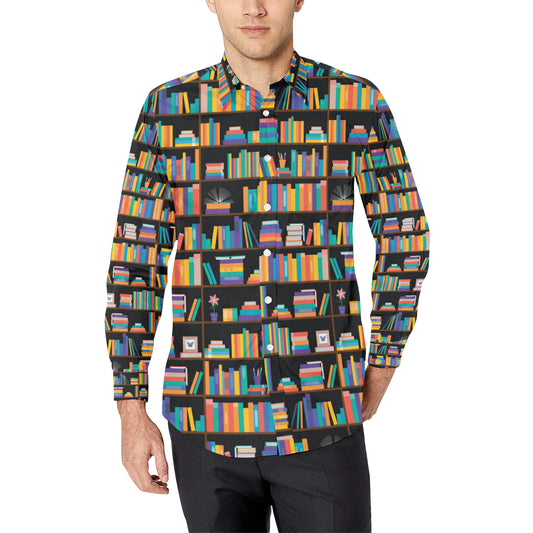 Book Pattern Print Design 05 Men's Long Sleeve Shirt
