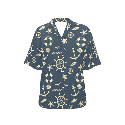 Nautical Pattern Print Design A01 Women's Hawaiian Shirt