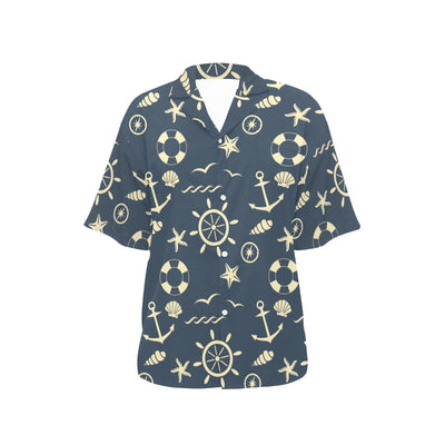 Nautical Pattern Print Design A01 Women's Hawaiian Shirt