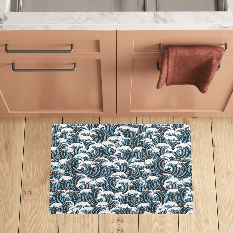 Surf Wave Pattern Print Kitchen Mat