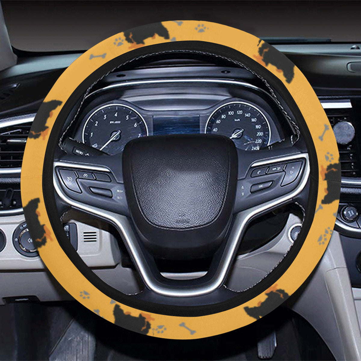 Cocker Pattern Print Design 01 Steering Wheel Cover with Elastic Edge