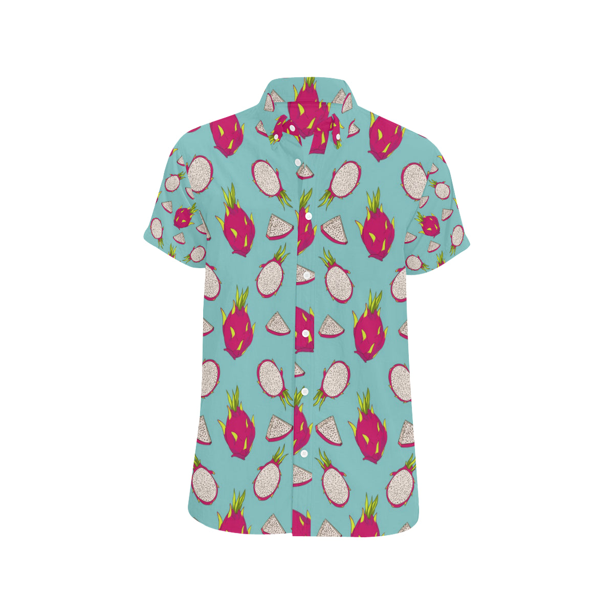 Dragonfruit Pattern Print Design DF01 Men's Short Sleeve Button Up Shirt