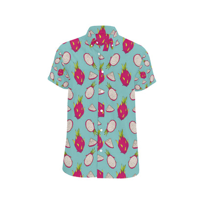 Dragonfruit Pattern Print Design DF01 Men's Short Sleeve Button Up Shirt