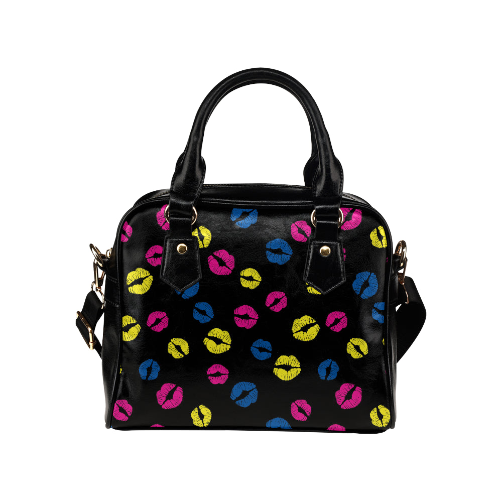 Lip Neon Color Pattern Print Design 01 Shoulder Handbag