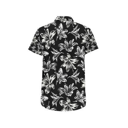 Amaryllis Pattern Print Design AL04 Men's Short Sleeve Button Up Shirt