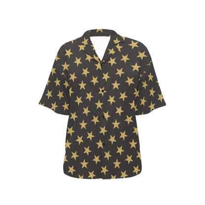 Star Gold Print Design LKS302 Women's Hawaiian Shirt