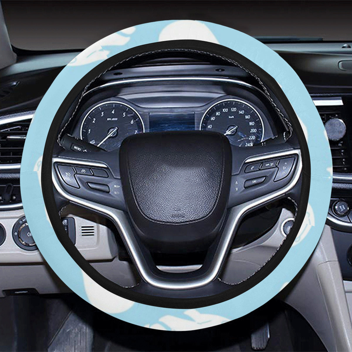 Polar Bear Pattern Print Design PB01 Steering Wheel Cover with Elastic Edge