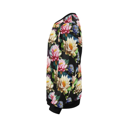 Water Lily Pattern Print Design WL02 Men Long Sleeve Sweatshirt