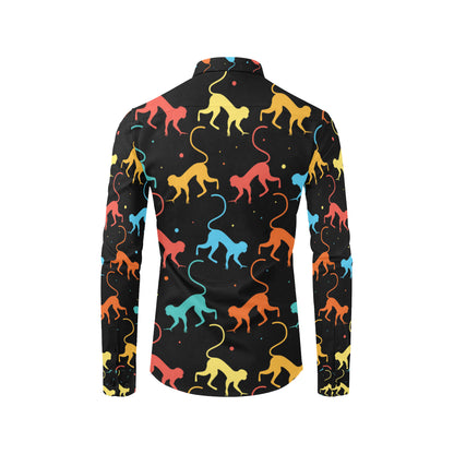 Monkey Pattern Print Design 01 Men's Long Sleeve Shirt