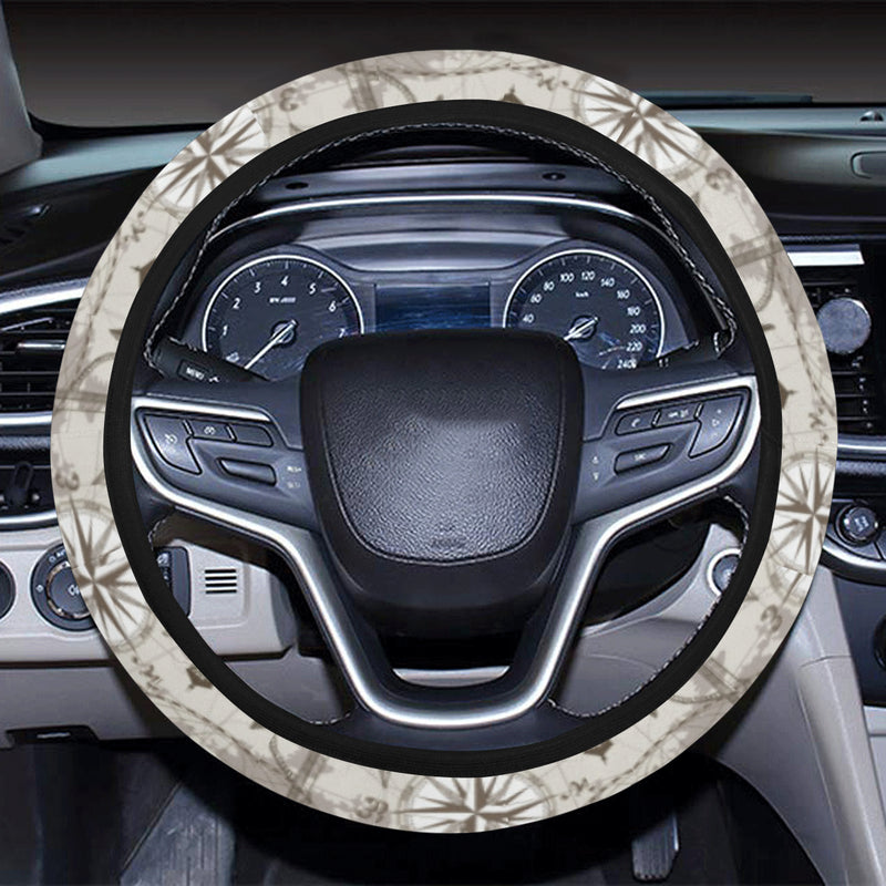 Nautical Map Design Themed Print Steering Wheel Cover with Elastic Edge