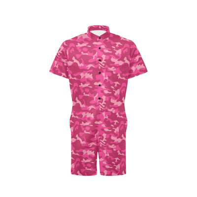 Camo Pink Pattern Print Design 01 Men's Romper