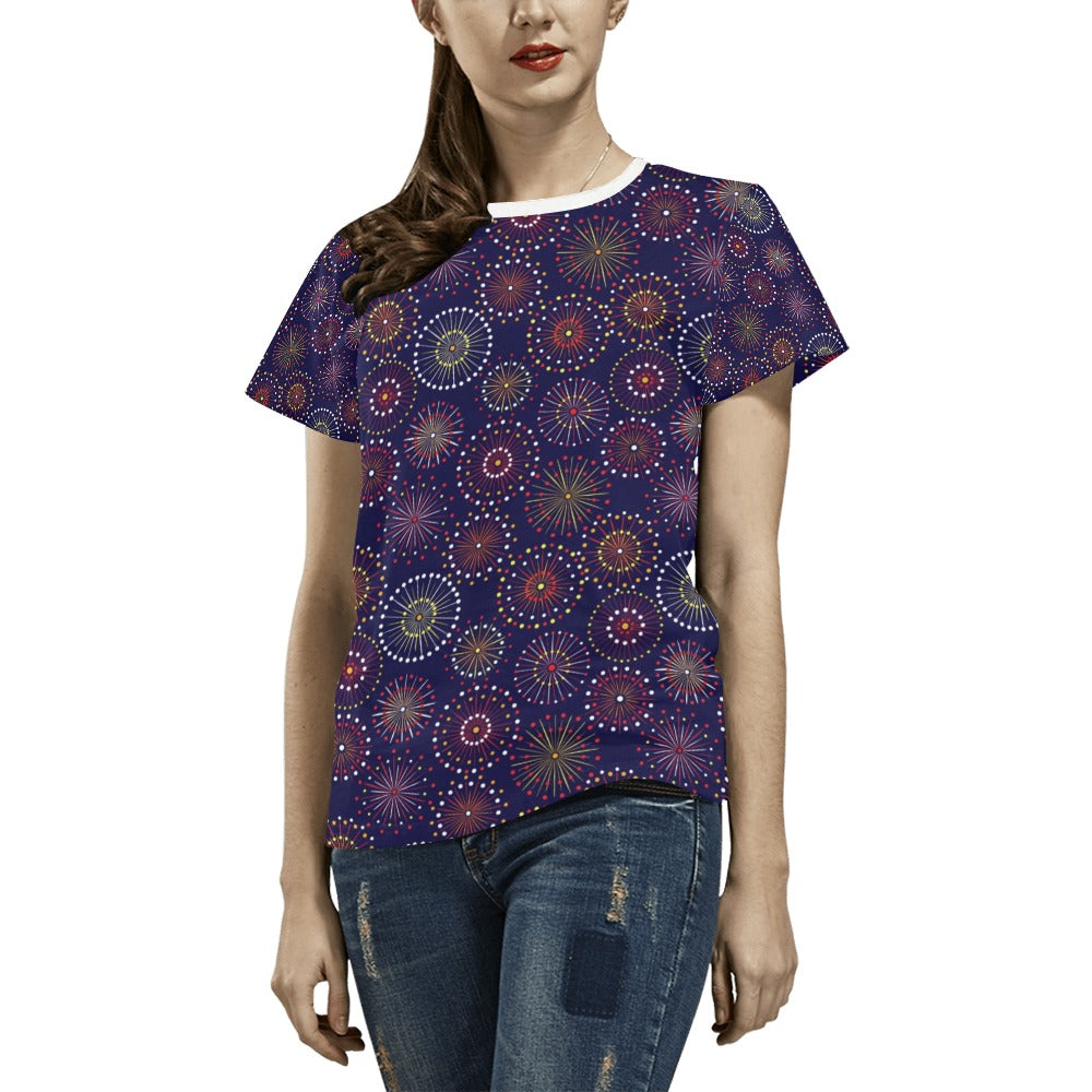 Firework Flower Style Print Design LKS302 Women's  T-shirt