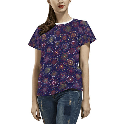 Firework Flower Style Print Design LKS302 Women's  T-shirt