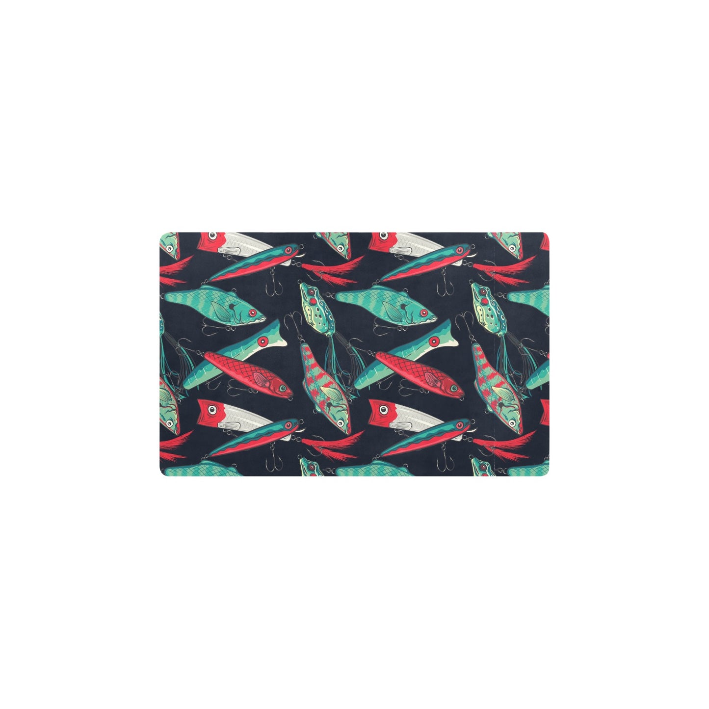 Fishing Bait Pattern Kitchen Mat