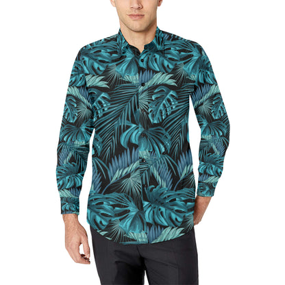 Palm Leaf Pattern Print Design A03 Men's Long Sleeve Shirt