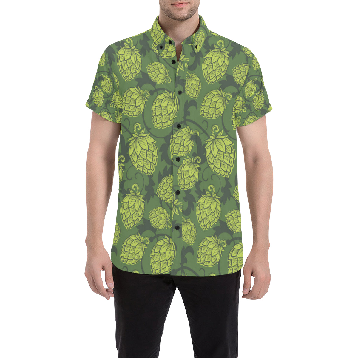 Hope Pattern Print Design 02 Men's Short Sleeve Button Up Shirt