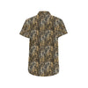 Elegant Gold leaf Print Men's Short Sleeve Button Up Shirt