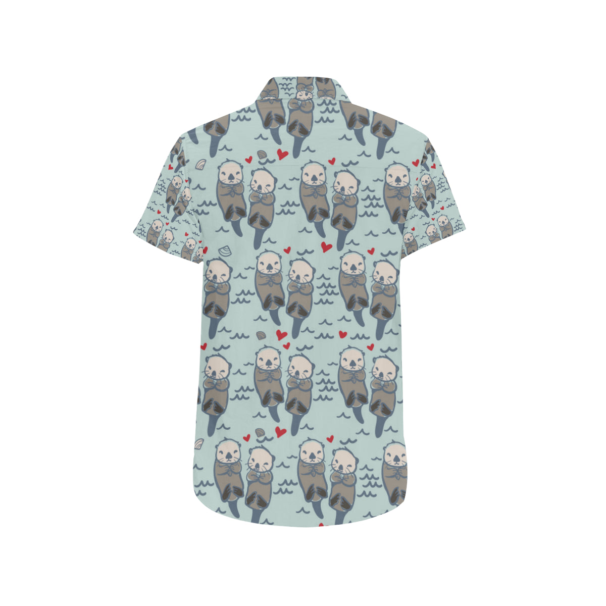 Sea Otter Pattern Print Design 03 Men's Short Sleeve Button Up Shirt