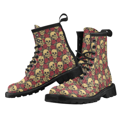 Skull And Roses Print Design LKS302 Women's Boots