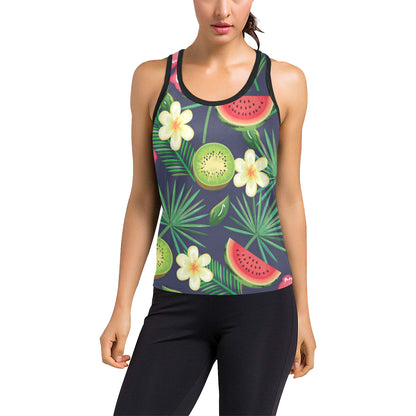 Tropical Fruits Pattern Print Design TF05 Women's Racerback Tank Top