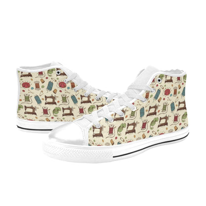 Sewing Equipment Print Design LKS303 High Top Women's White Shoes