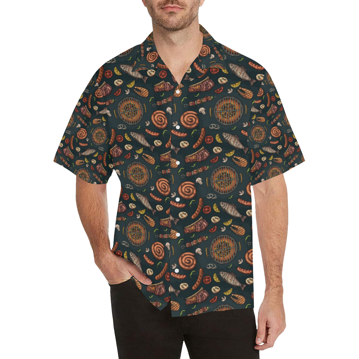Barbecue Pattern Print Design 02 Men's Hawaiian Shirt