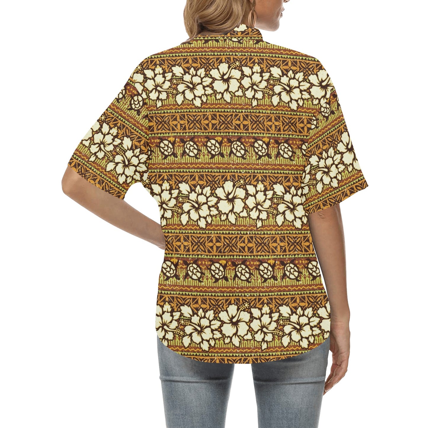 Hawaiian Themed Pattern Print Design H015 Women's Hawaiian Shirt