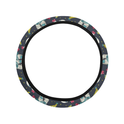 Astronaut Pattern Print Design 04 Steering Wheel Cover with Elastic Edge