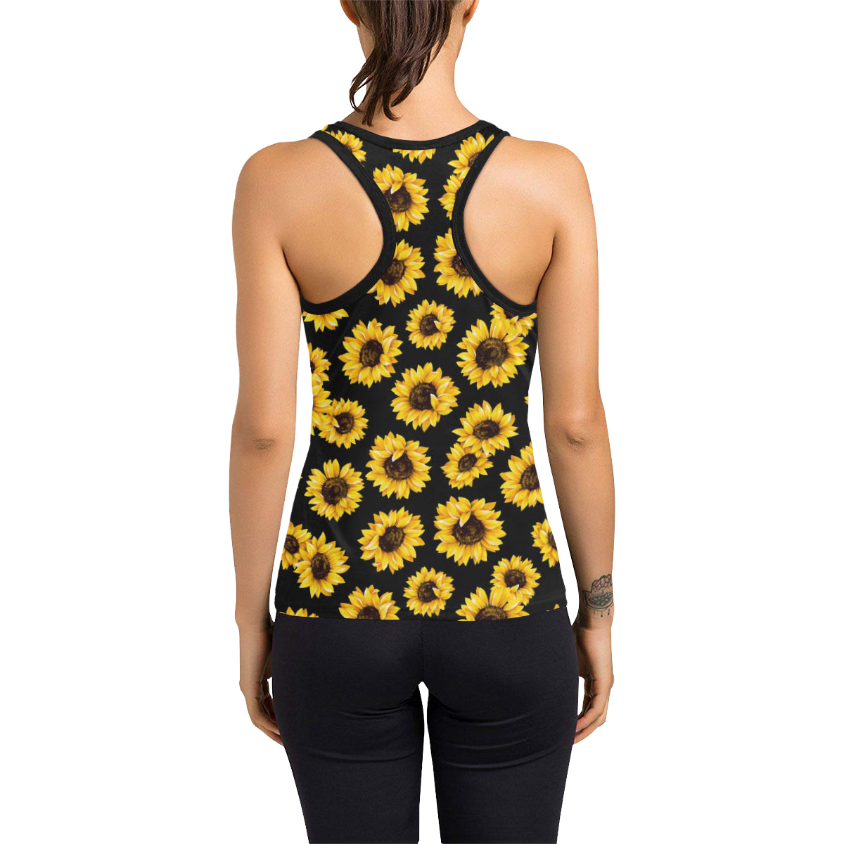 Sunflower Pattern Print Design SF05 Women's Racerback Tank Top