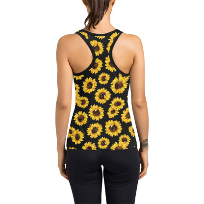 Sunflower Pattern Print Design SF05 Women's Racerback Tank Top