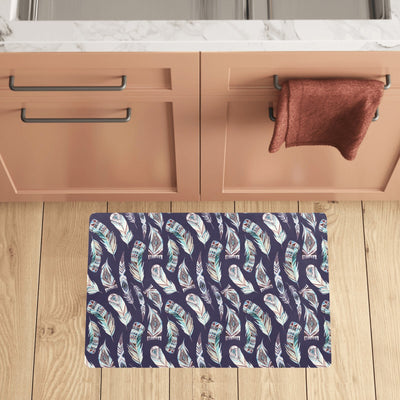 Feather Vintage Boho Design Print Kitchen Mat