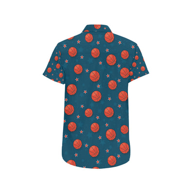 Basketball Pattern Print Design 02 Men's Short Sleeve Button Up Shirt