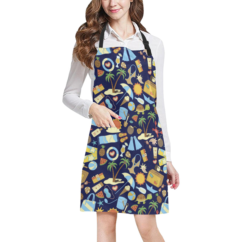 Beach Themed Pattern Print Design 04 Apron with Pocket