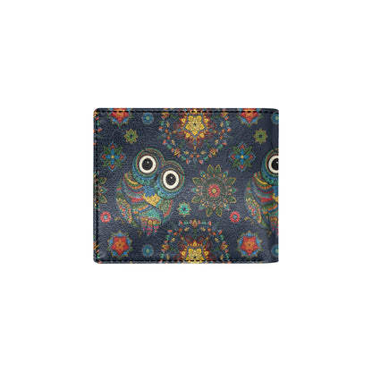Owl Boho Style Pattern Print Design A04 Men's ID Card Wallet