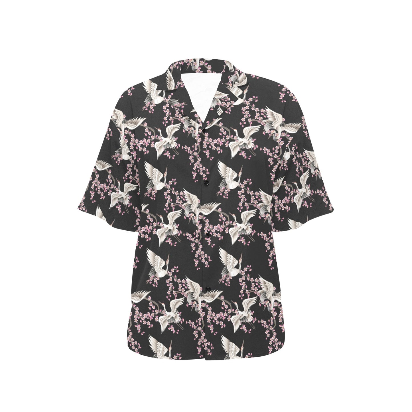 Crane Pattern Print Design 01 Women's Hawaiian Shirt