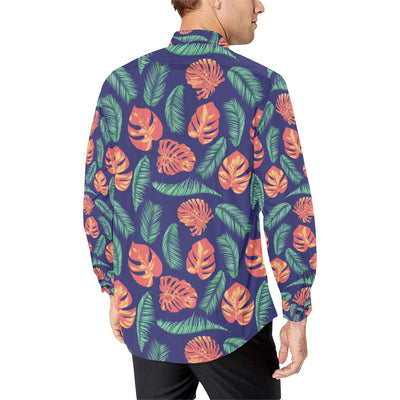 Palm Leaves Pattern Print Design PL011 Men's Long Sleeve Shirt