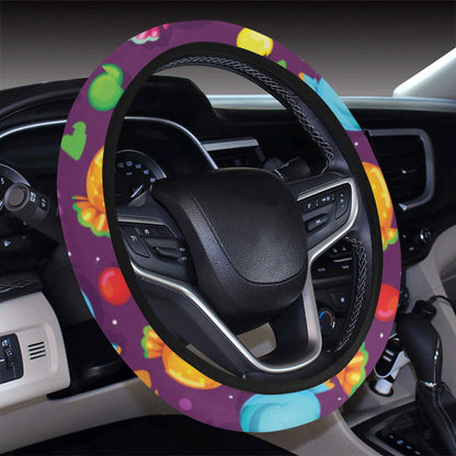 Candy Pattern Print Design CA05 Steering Wheel Cover with Elastic Edge
