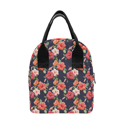 Tropical Flower Pattern Print Design TF020 Insulated Lunch Bag
