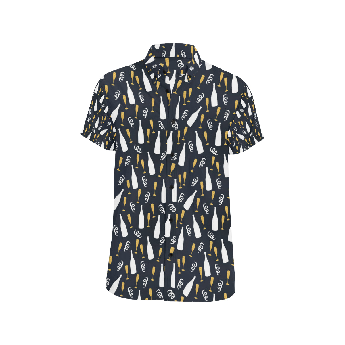 Champagne Pattern Print Design 01 Men's Short Sleeve Button Up Shirt