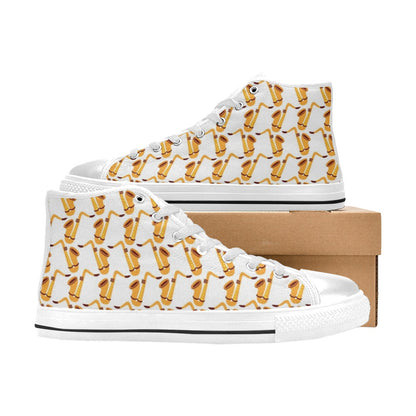 Saxophone Print Design LKS404 High Top Women's White Shoes