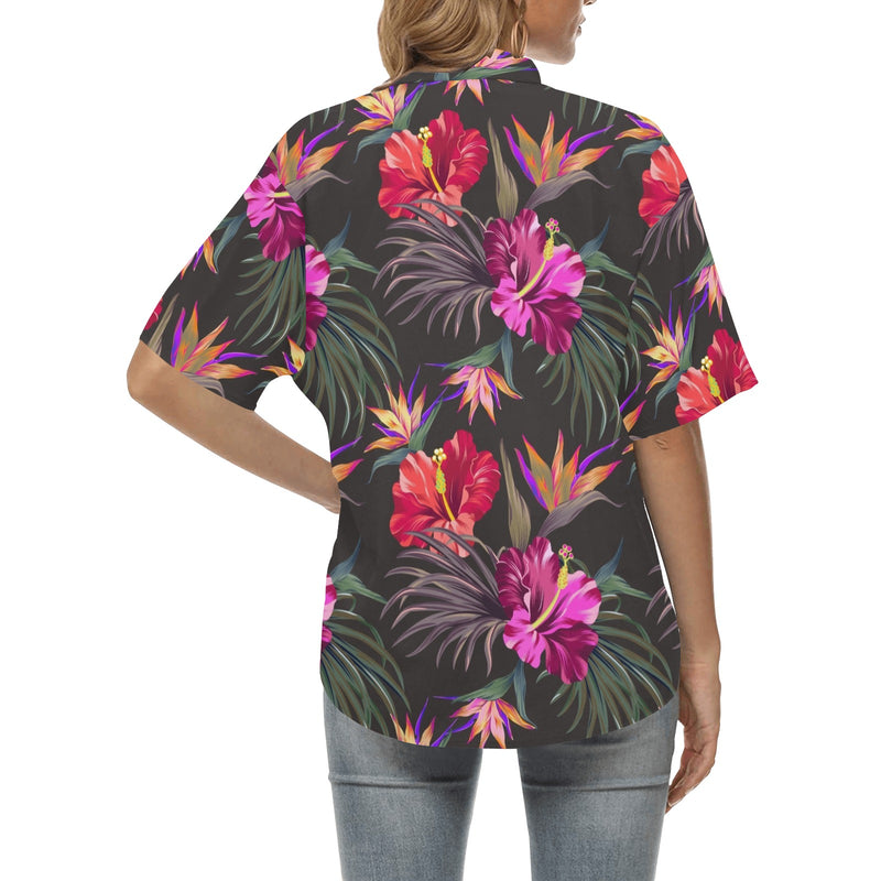 Hibiscus Pattern Print Design HB014 Women's Hawaiian Shirt