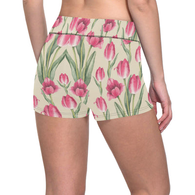 Tulip Pink Pattern Print Design TP06 Yoga Shorts