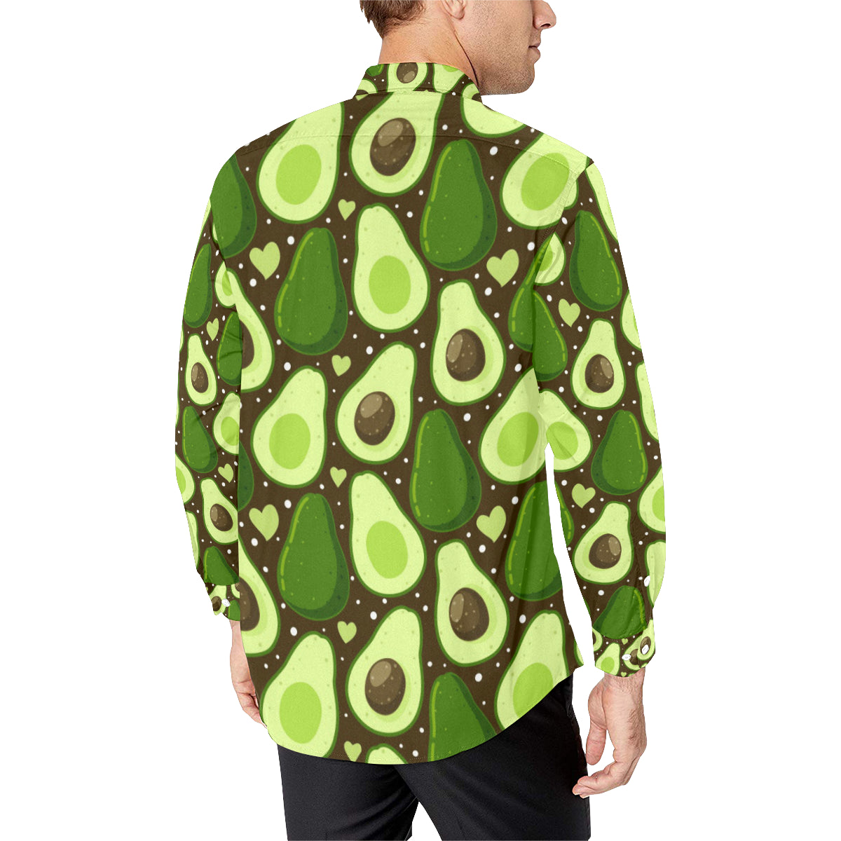 Avocado Pattern Print Design AC04 Men's Long Sleeve Shirt