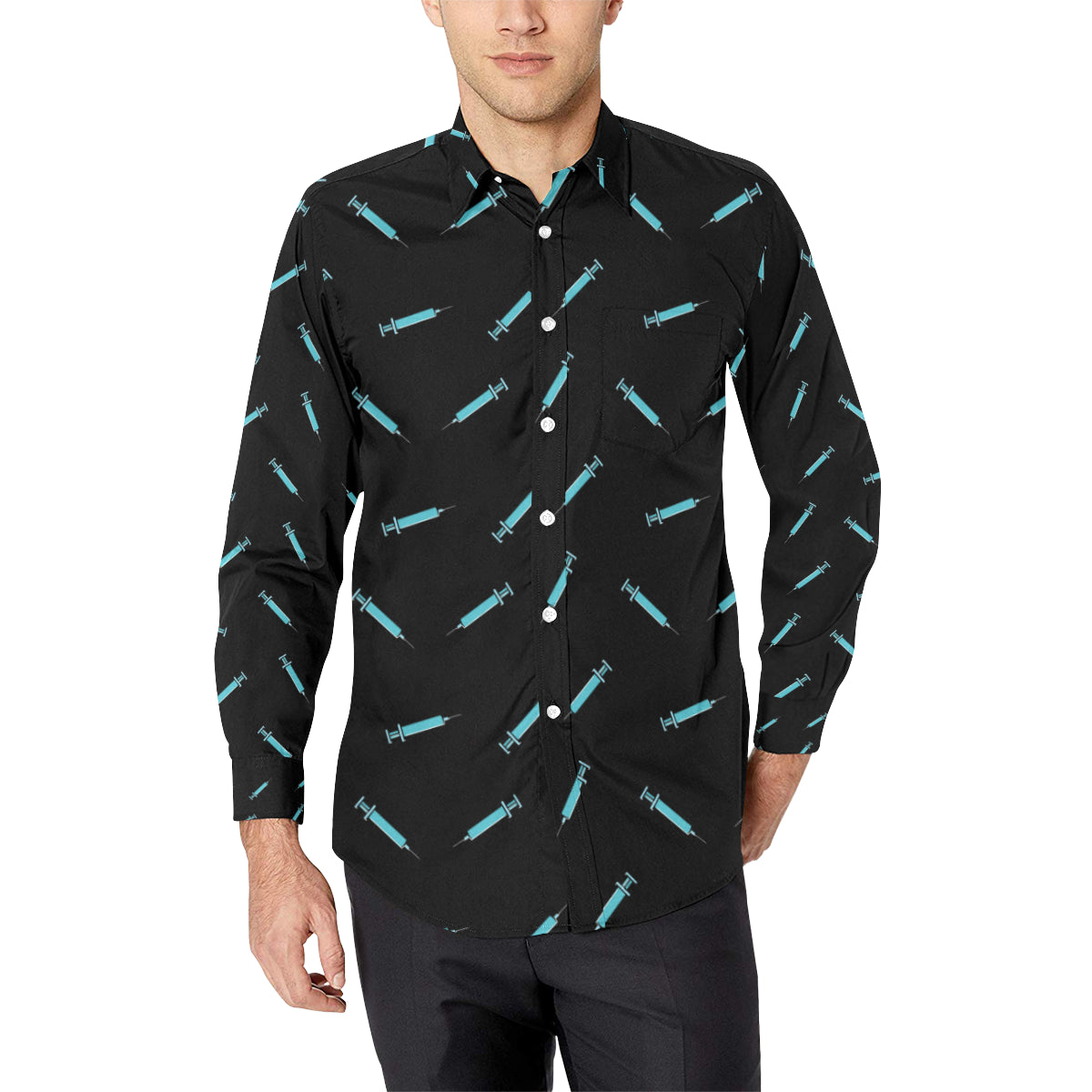 Phlebotomist Pattern Print Design A04 Men's Long Sleeve Shirt